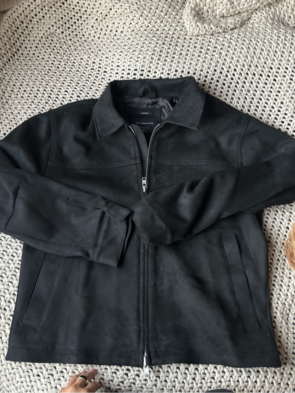 Abercrombie & Fitch Black Suede Zip Shirt Jacket